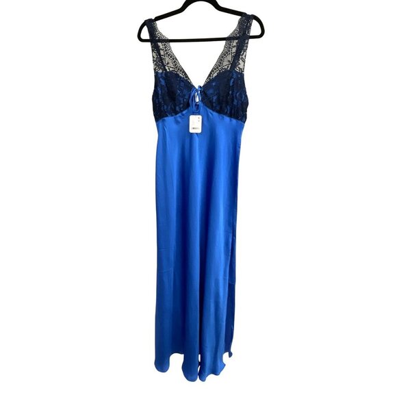 Free People Countryside Blue Maxi Slip Lace Dress NWT Small - Picture 4 of 8